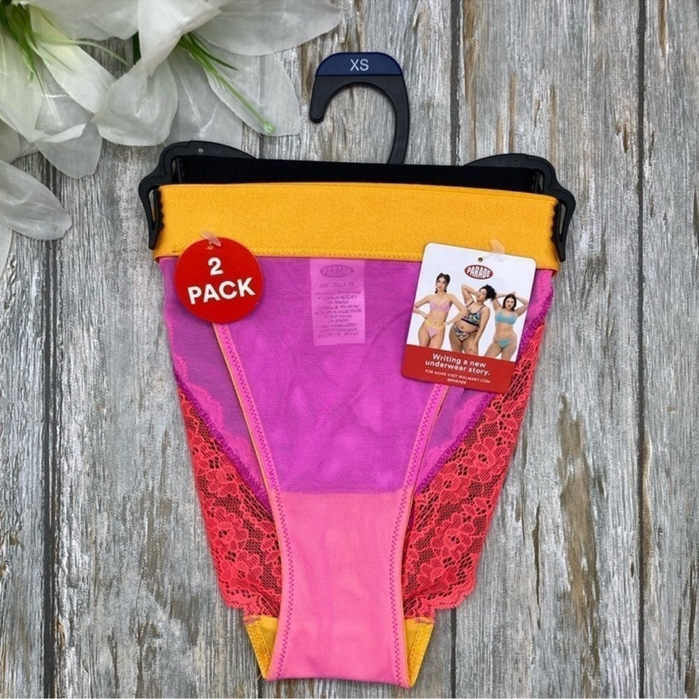 Lace Mesh Sheer Cheeky Underwear Panties 2-Pack, Size XS